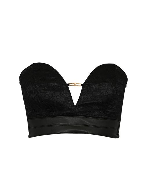 Top bustier in pizzo floreale con logo gioiello Elisabetta Franchi | RG00257E2110